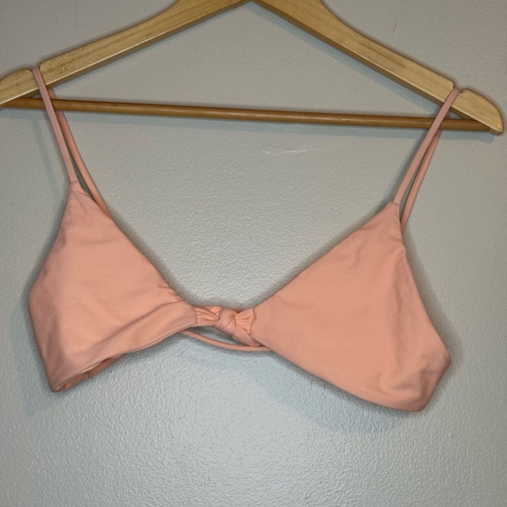 Aila Blue Bikini Set Top M Bottom S Peach Pink Strappy Knotted Recycled Swimwear
